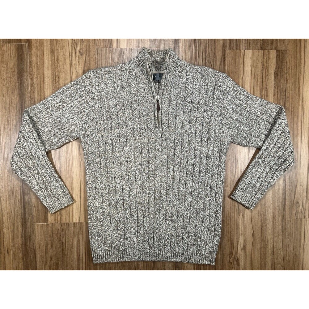 Oscar De La Renta Women's XL Pullover Sweater Quarter Zip Brown Thick Knit